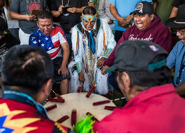 &lt;p&gt;JAKE PARRISH/Press Members of the Indian Nation perform in a drum circle for judging during the Julyamsh Powwow on Friday at the Greyhound Park and Event Center. The Indian Nation is mainly composed of members from the Yakima Nation and includes other tribe members from Canada and Oregon.&lt;/p&gt;