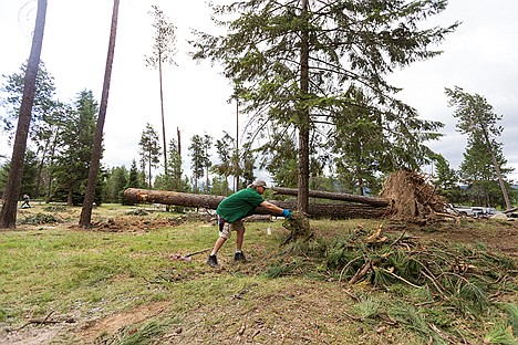 &lt;p&gt;Debbie Stone, a grounds keeper with Silverwood Theme Park, cleans up debris in the Rv park.&lt;/p&gt;