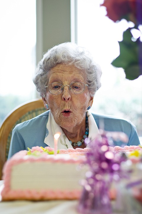 &lt;p&gt;SHAWN GUST/Press Ellen Oman, a resident at Fairwinds assisted living facility in Coeur d'Alene, blows out a single candle Thursday during a 100th birthday celebration. Oman, who made her living as a dietician in North Dakota, enjoys oatmeal for breakfast every morning and a bourbon and soda each evening.&lt;/p&gt;