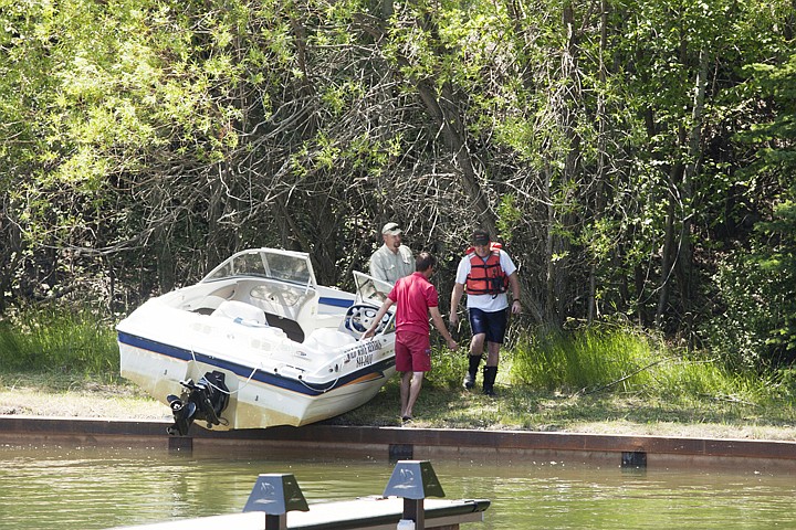 &lt;p&gt;A boat went up on land after the drive lost control while
backing out of the dock at Marina Cay in Big Fork Monday
afternoon.&lt;/p&gt;