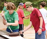 Visiting Scouts build dining hall for Glacier Institute