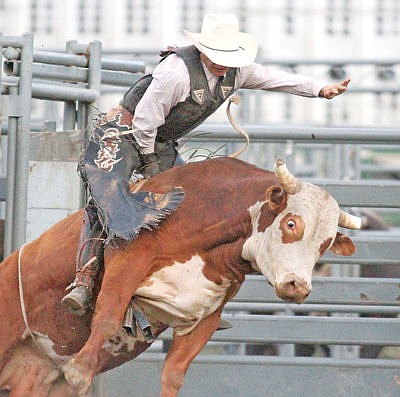 &lt;p&gt;Alex Guzman of Manteca, Calif., aboard &quot;Cowboy Town&quot; Friday at the Kootenai River Rodeo.&lt;/p&gt;