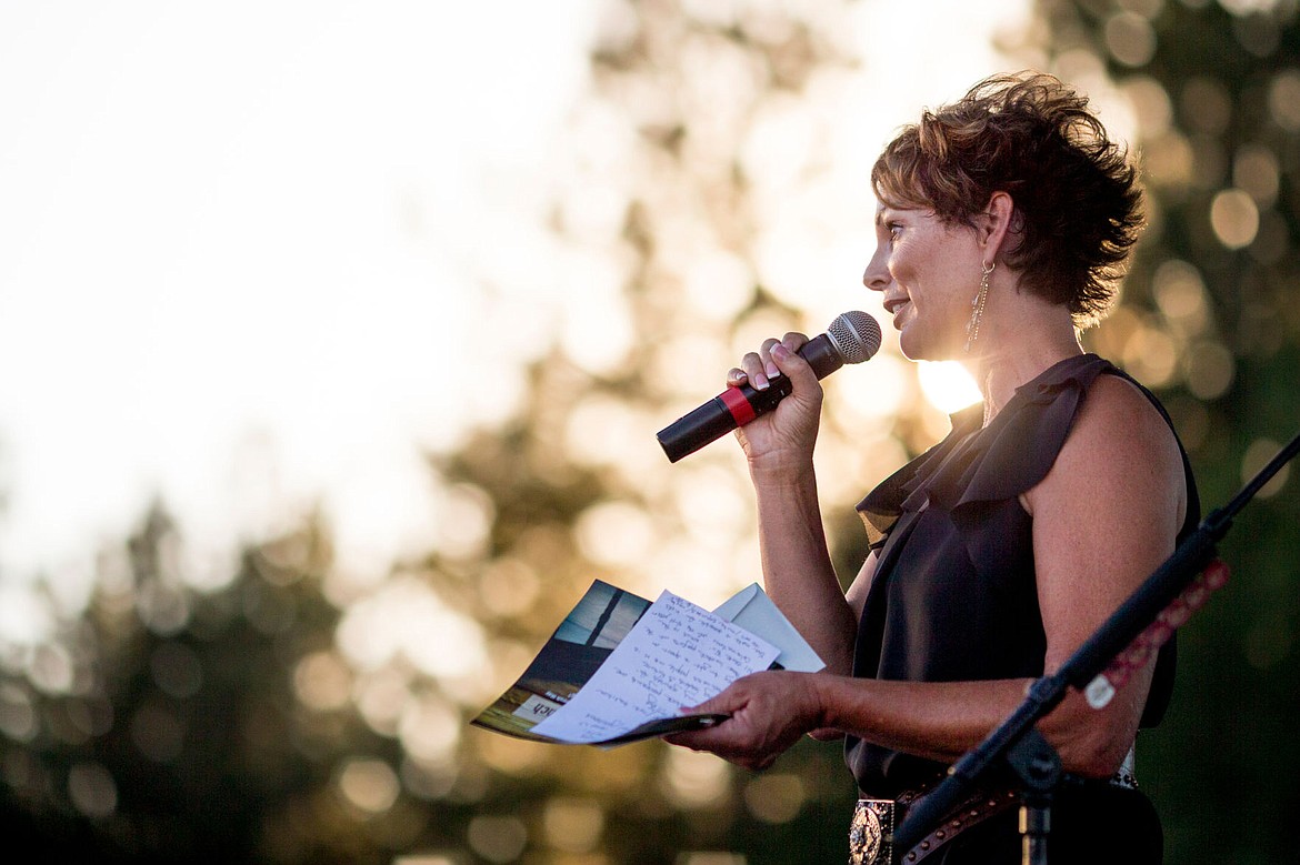 &lt;p&gt;Shelley Rosenberger speaks to attendees at the third-annual 4H fundraiser on Thursday at her family's Rocking R Ranch in Hayden.&lt;/p&gt;