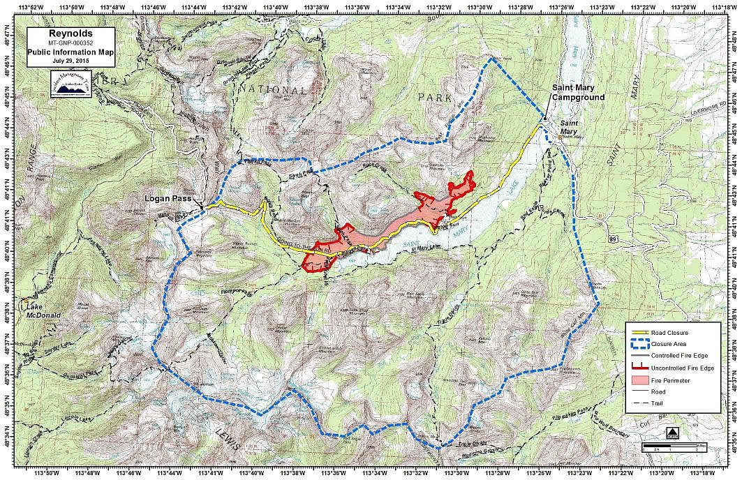 &lt;p&gt;This map shows the area burned by the Reynolds Creek Fire and related closures in Glacier National Park as of July 29.&lt;/p&gt;