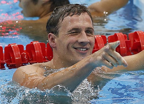 &lt;p&gt;Ryan Lochte of the United States reacts after winning the men's 400-meter individual medley swimming final at the Aquatics Centre in the Olympic Park during the 2012 Summer Olympics in London on Saturday.&lt;/p&gt;