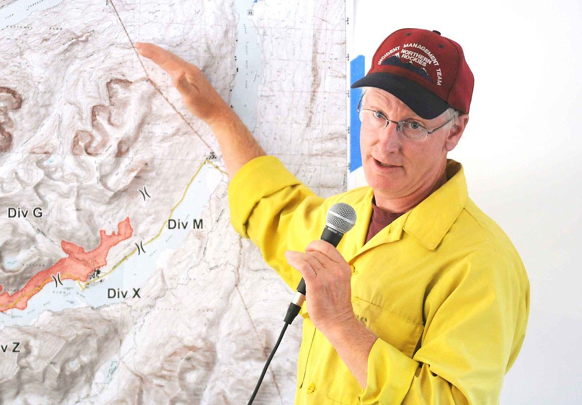 &lt;p&gt;&lt;strong&gt;Incident commander&lt;/strong&gt; Greg Poncin points to the map as explains the strategy to fight the Reynolds Creek fire during a fire information meeting for the public at St. Mary Lodge in July.&lt;/p&gt;