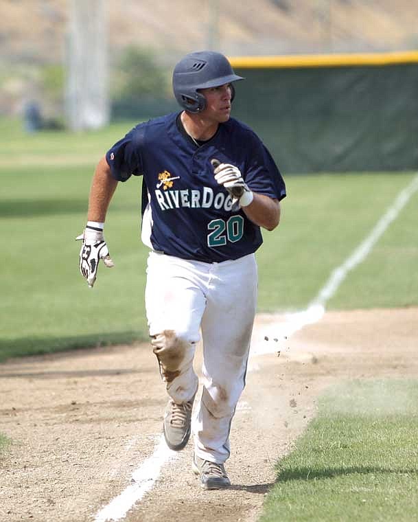 Drew Loera scores on a double by Chandler Gribble in the bottom of the second inning against the Walla Walla Bears Sunday.