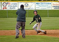 Mission Valley Mariners' Jack Humphrey reacts to being called out at second during the Mariners' 6-5 loss to the Missoula Mavericks on June 10.