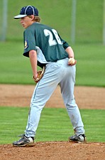 Dalton Molzhon looks for a sign during the Mission Valley Mariner B team season.