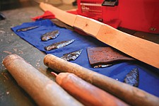 Cahoon trades for obsydian, just like the Salish and Pend d'Oreille tribes did, then he uses traditional flint knapping techniques to shape arrow heads.