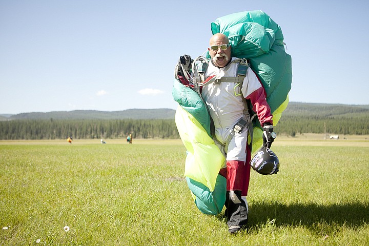 &lt;p&gt;With 30 years experience in skydiving and more than 1,600 jumps
under his belt, Joe Pete still celebrates after a good jump Friday
morning during the Lost Prairie Boogie.&lt;/p&gt;