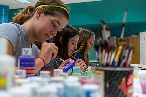 &lt;p&gt;Emma Griffiths, left, Maranda Daddato and Shawna Grenet paint different pieces of pottery during Art Shop 2015.&lt;/p&gt;