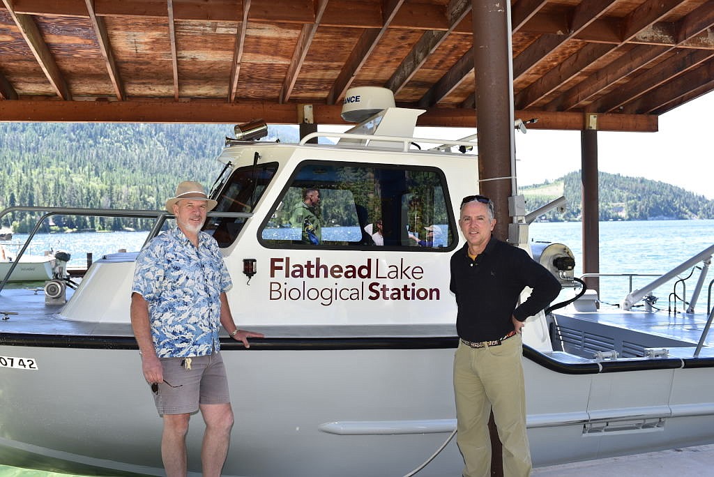 &lt;p&gt;&lt;strong&gt;Jack Stanford&lt;/strong&gt;, outgoing director of the Flathead Lake Biological Station, and incoming Director James Elser stand next to the station&#146;s research vessel, the Jessie B.&lt;/p&gt;