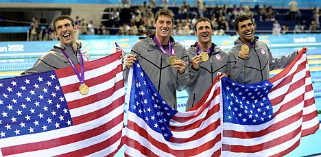 &lt;p&gt;From left, United States' Michael Phelps, United States' Conor Dwyer, United States' Ricky Berens and United States' Ryan Lochte pose with their gold medals for the men's 4x200-meter freestyle relay swimming final at the Aquatics Centre in the Olympic Park during the 2012 Summer Olympics in London, Tuesday, July 31, 2012. (AP Photo/Mark J. Terrill)&lt;/p&gt;