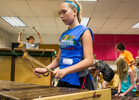 &lt;p&gt;Megan Wood, 12, of Coeur d'Alene creates some tunes on a marimba on Thursday at Art on the Green's Art Shop at Hayden Meadows Middle School. The annual arts and performance festival Art on the Green takes place Friday from 12:15 to 3 p.m. at North Idaho College.&lt;/p&gt;