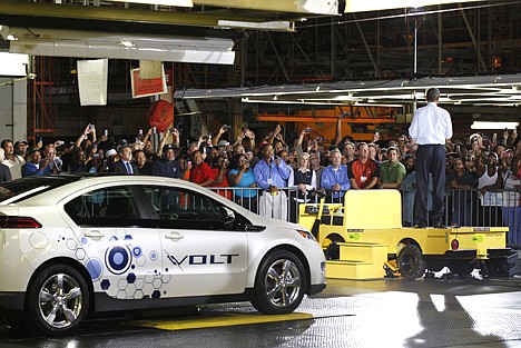 &lt;p&gt;President Barack Obama speaks during his visit to the General Motors Auto Plant in Hamtramck, Mich., Friday, July 30, 2010, where the 2011 Chevy Volt, an electric car, is assembled.&lt;/p&gt;