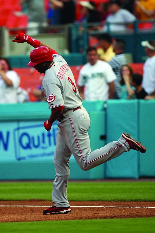 Eliot J. Schechter/Getty ImagesKen Griffey Jr. (3) of the Cincinnati Reds runs the bases after hitting his 600th career home run against the Florida Marlins in the first inning on June 9 in Miami, Fla. The Reds traded Griffey Jr. to the Chicago White Sox Thursday.