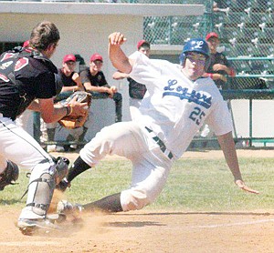 &lt;p&gt;Oliver Grupenhoff slides at home plate against the Glasgow Reds in the Loggers last game at the state tournament. They would finish fourth after being seeded No. 3 in District.&lt;/p&gt;