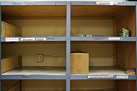 &lt;p&gt;The shelves for common staples of the food bank liked dried potatoes, tuna and rice are bare due to the decrease in donations and increase in need.&lt;/p&gt;