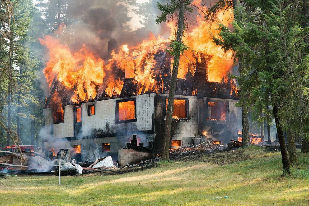 &lt;p&gt;Fire totally consumed this home on Trumble Creek Road south of Whitefish on Monday morning. Two people are unaccounted for. (Chris Peterson/Hungry Horse News)&lt;/p&gt;