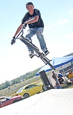 Colton Green, of Polson, clears some air during SkateJam last weekend in Polson.