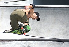 Mike Roullier, of Polson, broke his back seven years ago when he fell through a window. He picked up skateboarding two years later and attended last weekend's SkateJam in Polson.