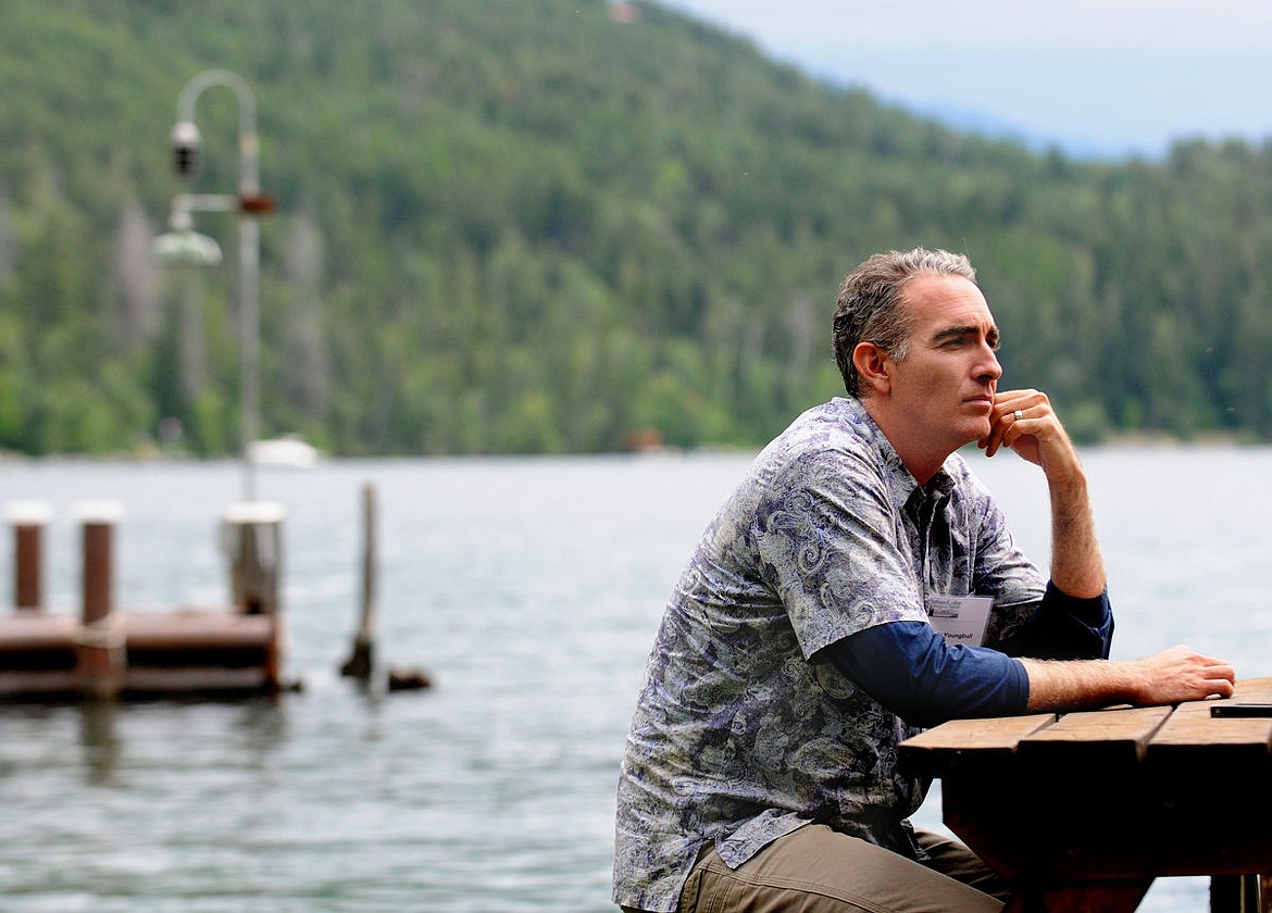 <p>Cody Youngblood sits outside the Flathead Lake Biological Station during an interview on Wednesday. (Aaric Bryan/Daily Inter Lake)</p>