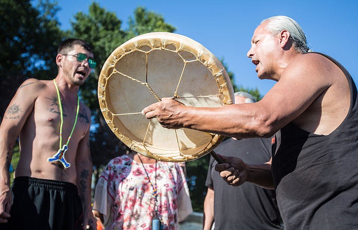 &lt;p&gt;Tribal members celebrate their canoe journey with traditionally American Indian drums on Lake Coeur d'Alene, Thursday.&lt;/p&gt;