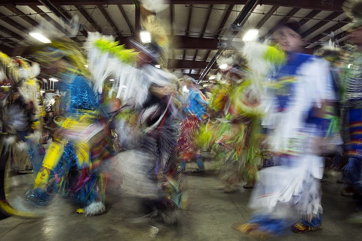 &lt;p&gt;LOREN BENOIT/Press Dancers parade inside the Jacklin Event Building during the 2016 Julyamsh powwow Grand Entry, Friday, July 22, 2016 at the Kootenai County Fairgrounds.&lt;/p&gt;