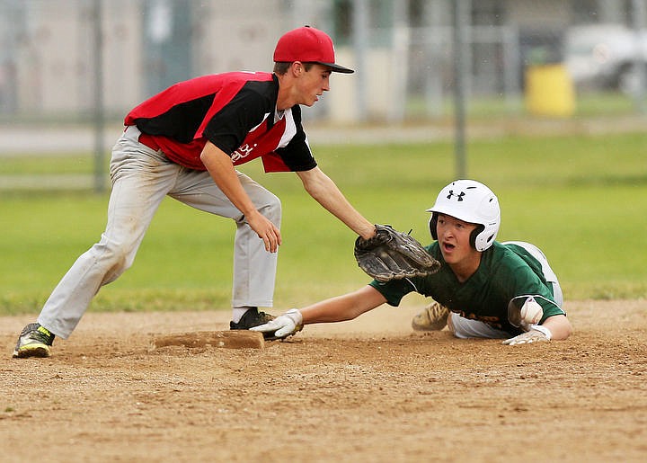 &lt;p&gt;LOREN BENOIT/Press Standpoint's Caleb Davis, left, tries to gather the ball as Lakeland's Colton Aragon slides safely into second with a stolen base, Tuesday, July 12, 2016 at Cooper Field in Rathdrum.&lt;/p&gt;