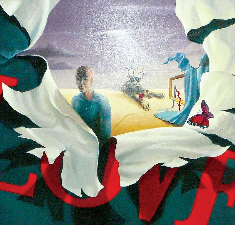 <p>Messing’s painting, titled “The Imminent Violent Death of a Liberal Conservative Idealist,” was featured in a 2008 FVCC art show.</p>
