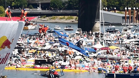 &lt;p&gt;Brandon Beveridge pilots the Flying Squirrel craft off a 28-foot drop over the Willamette River in Portland, Ore., on Saturday as his team jumps in behind him. Their flying craft soared 51 feet for a third place in distance, and the team placed 7th out of 41 teams overall.&lt;/p&gt;