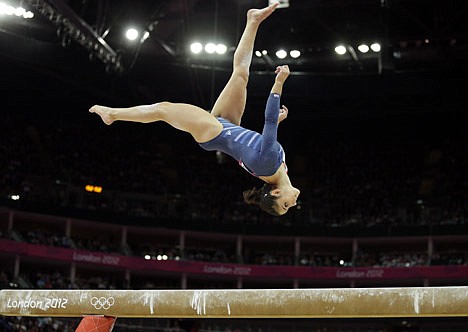 &lt;p&gt;U.S. gymnast Alexandra Raisman performs on the balance beam during the artistic gymnastics women's apparatus finals at the 2012 Summer Olympics, Tuesday, Aug. 7, 2012, in London. (AP Photo/Gregory Bull)&lt;/p&gt;