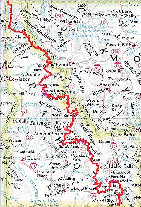 <p>This map shows the 1,600-mile Tour of Idaho bike route that Donn Dennis and Alan Deyo completed in seven days.</p>