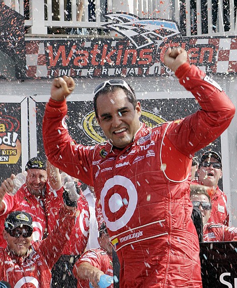 &lt;p&gt;Juan Pablo Montoya celebrates winning the NASCAR Sprint Cup Series' Heluva Good! Sour Cream Dips at The Glen auto race in Watkins Glen, N.Y., Sunday, Aug. 8, 2010.&lt;/p&gt;