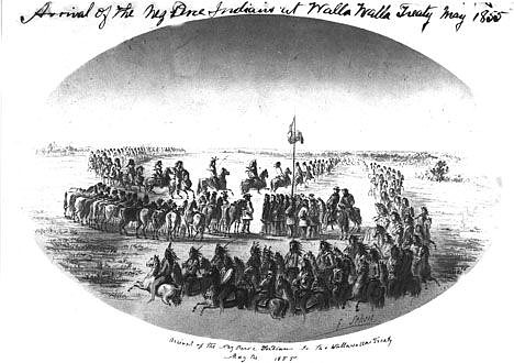 &lt;p&gt;Drawing by Gustav Sohon of arrival of Nez Perce Indians to Walla Walla Treaty council in May 1855 where William Craig was interpreter.&lt;/p&gt;