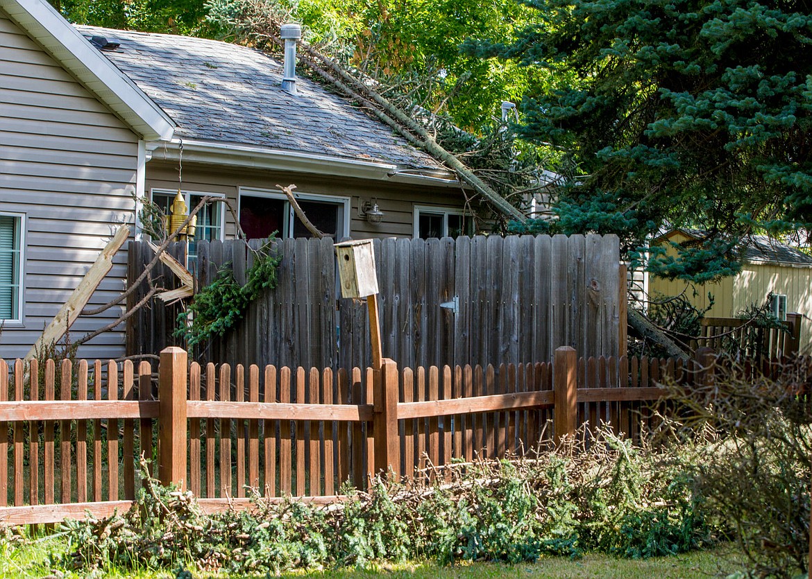 &lt;p&gt;Pieces of a tree hit by lightning are scattered on the roof and through the fence of a home on Monday on Sixth Street in Coeur d'Alene.&lt;/p&gt;