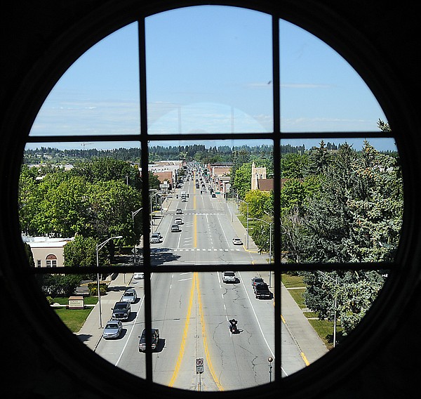 &lt;p&gt;Main Street runs north toward downtown Kalispell in this view
from the new tower windows of the Flathead County Courthouse. The
new windows are part of the $2.6 million renovation of the
109-year-old building.&lt;/p&gt;