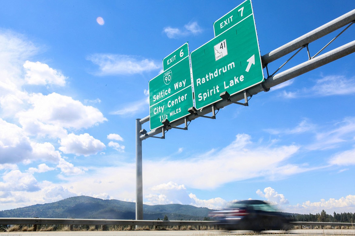 &lt;p&gt;A vehicle travels North towards Highway 41 on Thursday in Post Falls.&lt;/p&gt;