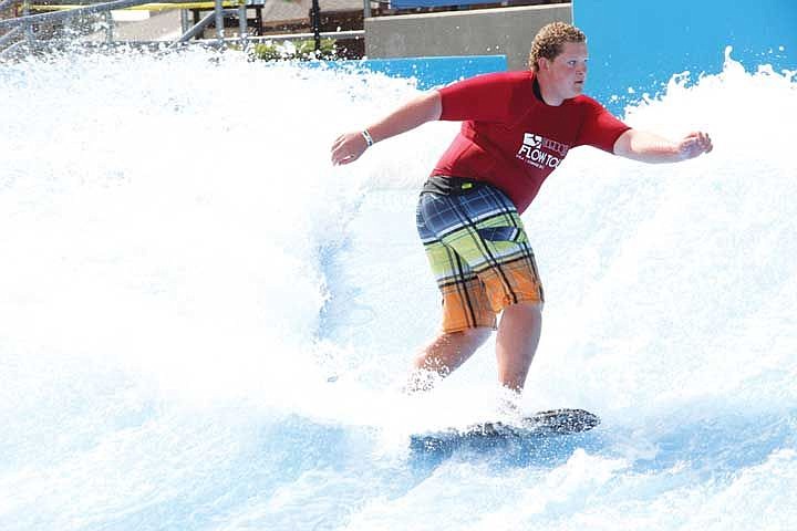 Josh Snooks hits the waves at the Flowrider in Moses Lake during what has become an annual competition.