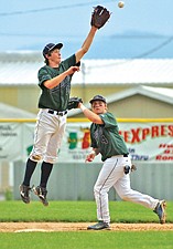 Justin Evertz, left and Justin Evans helped solidify the infield for the Mission Valley Mariners this season.