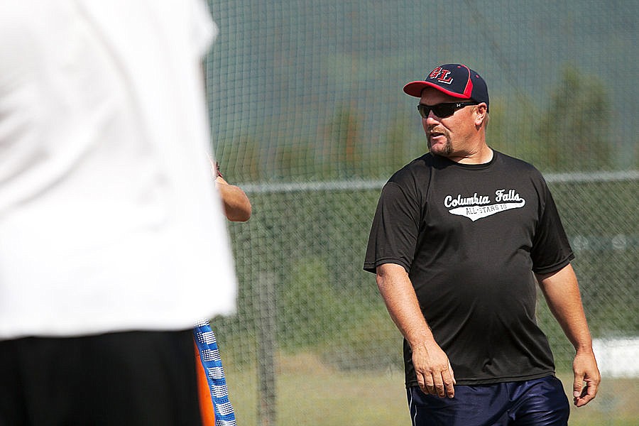 <p>Glacier U13 All-Stars coach Mike McPhee during practice at field near Bigfork on Friday afternoon. Aug. 8, 2014 in Bigfork, Montana. (Patrick Cote/Daily Inter Lake)</p>