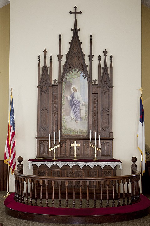 &lt;p&gt;The hand-carved altar and communion rail in the Stillwater
Church.&lt;/p&gt;