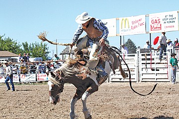 &lt;p class=&quot;p1&quot;&gt;A rider gets thrown by his horse during the saddle bronc event on Sunday in Ronan.&lt;/p&gt;