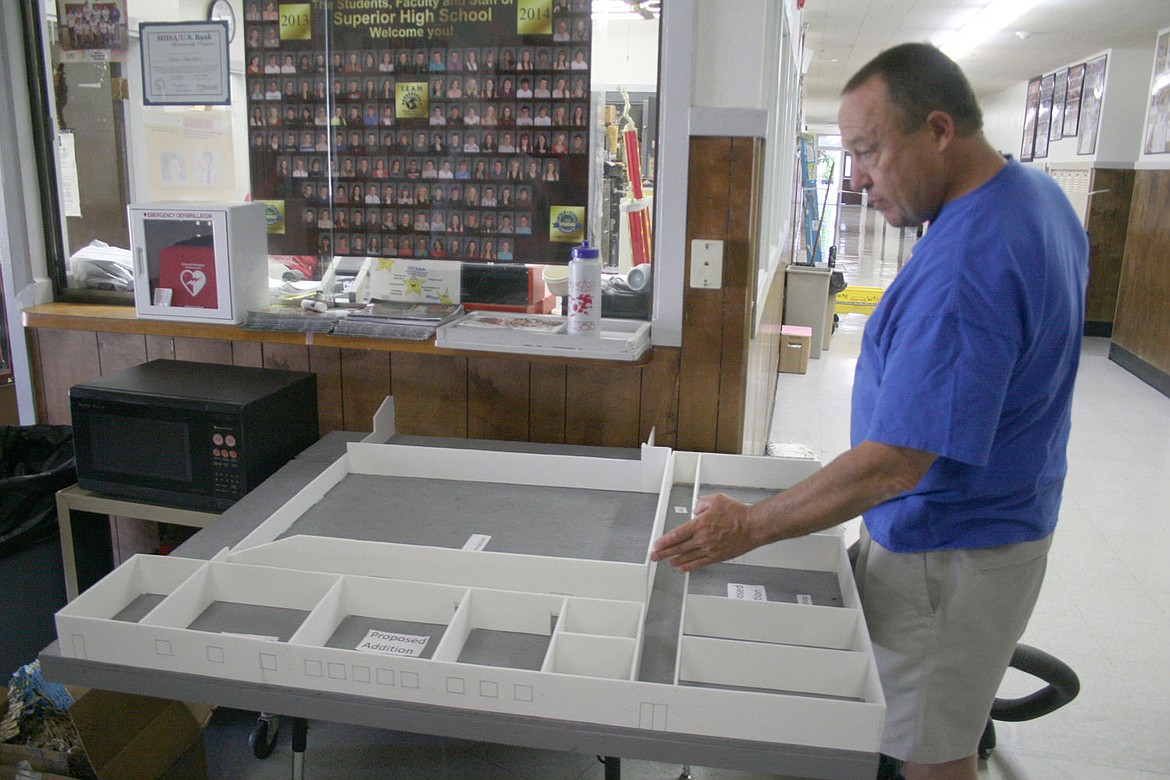 &lt;p&gt;Superior High School Principal Allan Labbe looks at a 3-D mock-up of the plans for an add-on to the high school to replace the aging middle school building.&lt;/p&gt;