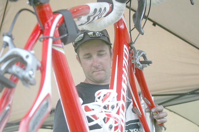 &lt;p&gt;Bike mechanic Jason Leathers tend to one of many bikes that need attention following a 70-mile ride.&lt;/p&gt;