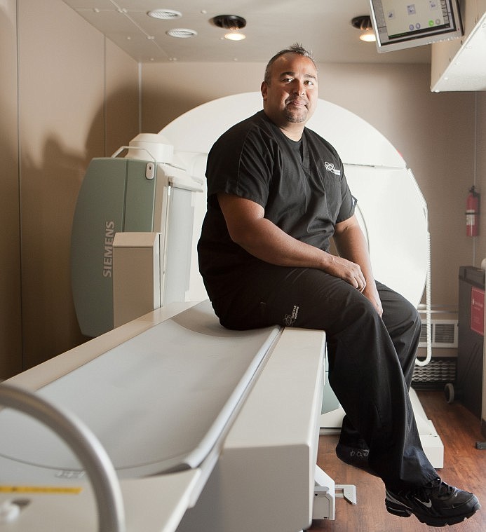 &lt;p&gt;Andre Vanterpool sits on the imaging bed inside the Mobile
Nuclear Medicine truck outside of North Valley Hospital
recently.&lt;/p&gt;