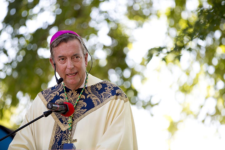 &lt;p&gt;Dioce of Boise Bishop Peter Christensen leads mass on Monday, Aug. 15, 2016 at the Coeur d'Alene Tribe's 82nd annual Cataldo Pilgrimage mass at Old Mission State Park. The Catholic mass celebrated the Feast of the Assumption of the Virgin Mary, and featured a coming together of the Catholic religion and Native American culture.&lt;/p&gt;