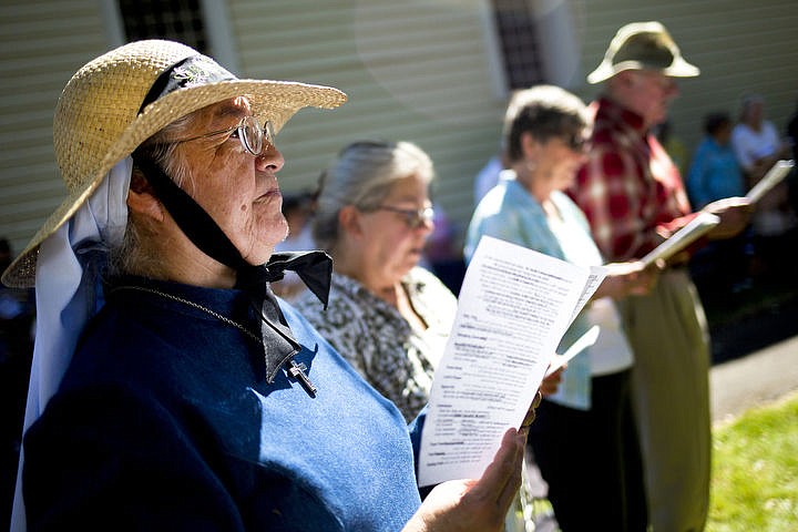 &lt;p&gt;Marymount Hermitage Sister M. Beverly attends mass on Monday, Aug. 15, 2016 at the Coeur d'Alene Tribe's 82nd annual Cataldo Pilgrimage mass at Old Mission State Park. The Catholic mass celebrated the Feast of the Assumption of the Virgin Mary, and featured a coming together of the Catholic religion and Native American culture.&lt;/p&gt;