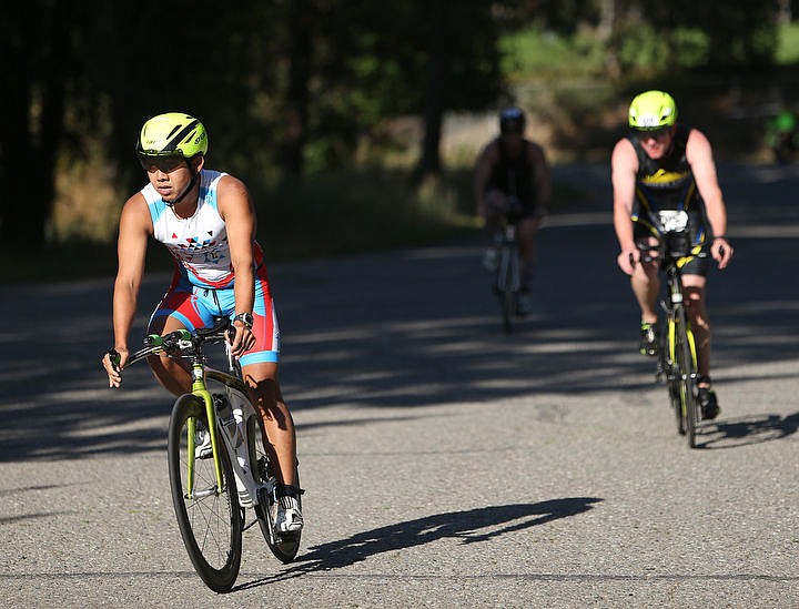 &lt;p&gt;LOREN BENOIT/Press Athletes swim in the waters of Lake Coeur d'Alene, bike downtown and run along the Centennial Trail during the Coeur d'Alene Triathlon on Saturday, August 13, 2016.&lt;/p&gt;